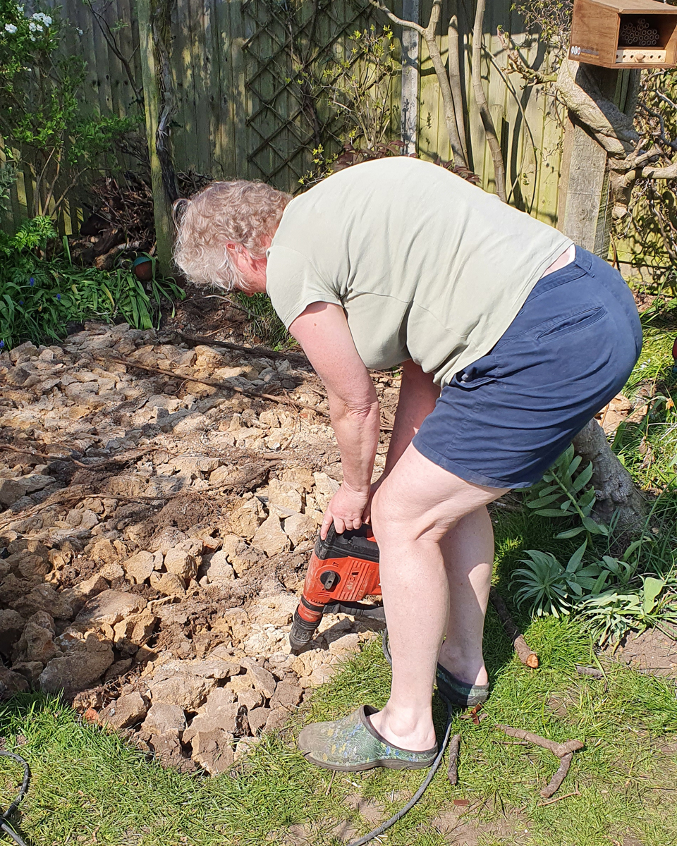 We had to hire a breaker to break it up.