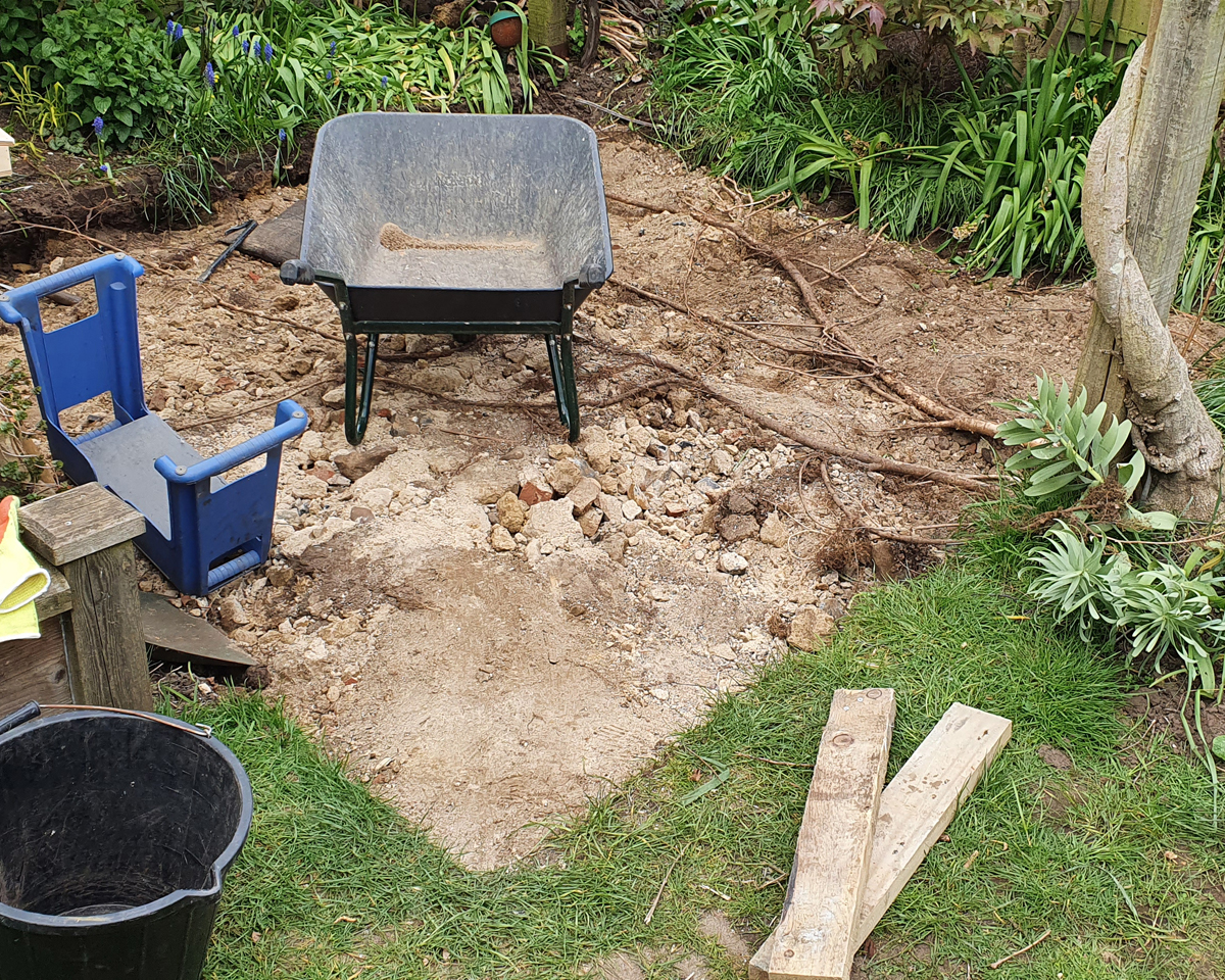 Removing the rubble.